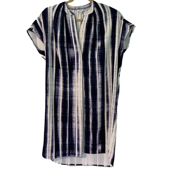 Vince Brush Stroke Split Neck Tunic Dress - Picture 1 of 8